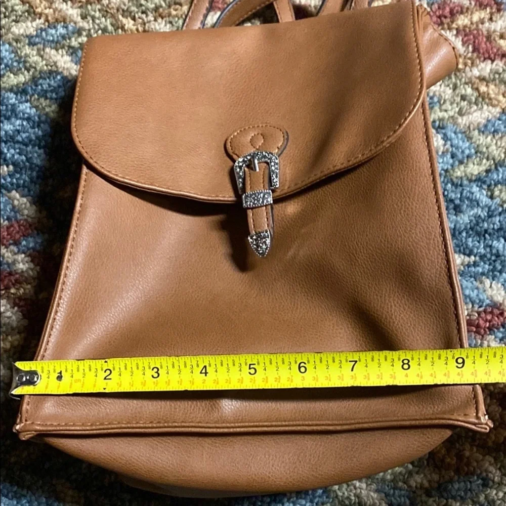 Brown  Backpack Small Totebag School Practical Utility